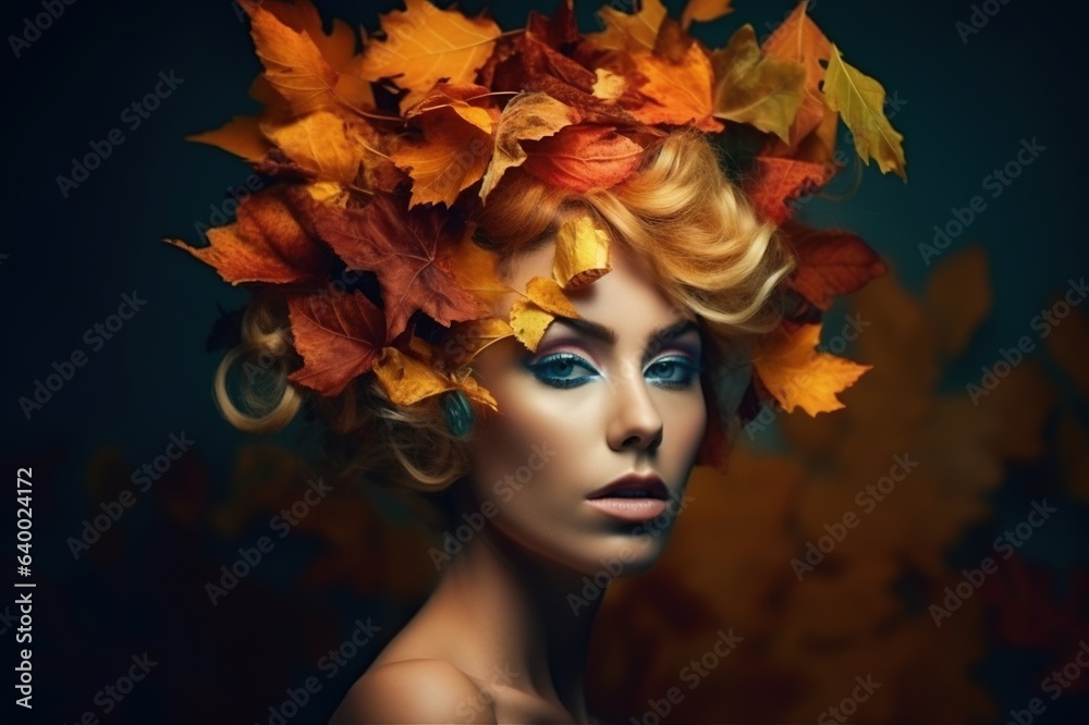 Fototapeta premium Portrait of a beautiful smiling blonde woman with white teeth. Gray studio background. generative AI