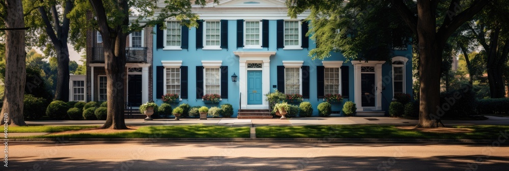 Naklejka premium american colonial architecture style exterior photorealistic image made by generative AI
