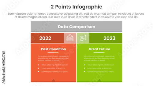 versus or compare and comparison concept for infographic template banner with box table with fullcolor background block with two point list information