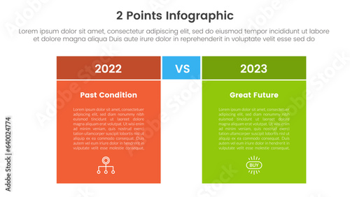 versus or compare and comparison concept for infographic template banner with box table with fullcolor background block with two point list information