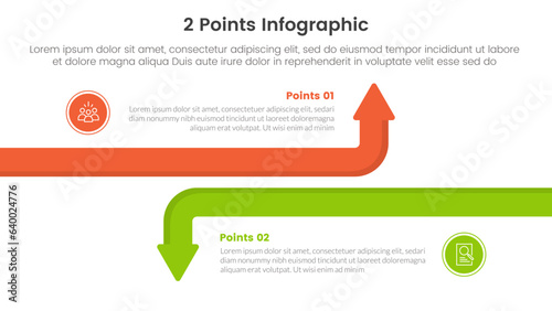 versus or compare and comparison concept for infographic template banner with big line arrow opposite with two point list information