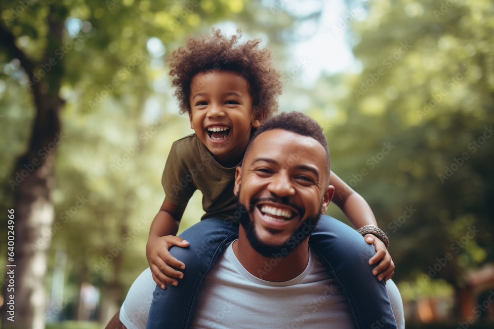 happy family father and child in the park in autumn. High quality photo happy family father and child in the park in autumn. High quality photo