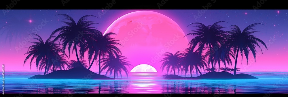Obraz premium vaporwave retro design with pink and teal