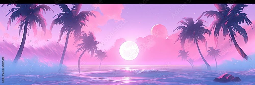 vaporwave retro design with pink and teal