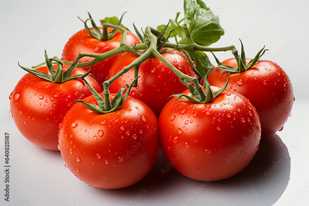 In this captivating image, a luscious red tomato takes center stage against a pristine white backdrop. The tomato's vibrant hue pops against the clean background, instantly drawing your attention. In this captivating image, a luscious red tomato takes center stage against a pristine white backdrop. The tomato's vibrant hue pops against the clean background, instantly drawing your attention.