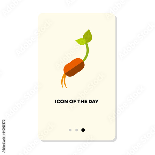 Sprout flat icon. Bean seedling isolated sign. Growing, germinate, botany, raw food diet concept. Vector illustration symbol elements for web design