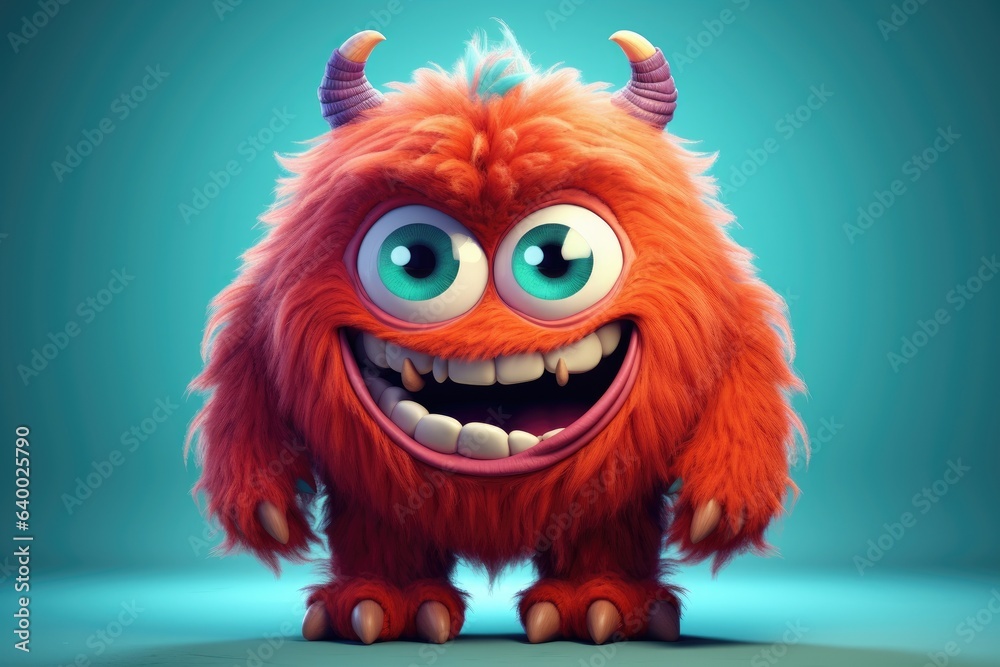 Funny cartoon monster with smile