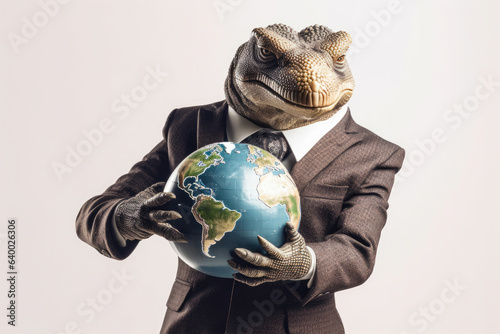 Obraz na plátně Reptiloid or reptilian humanoid government person, conspiracy theory concept