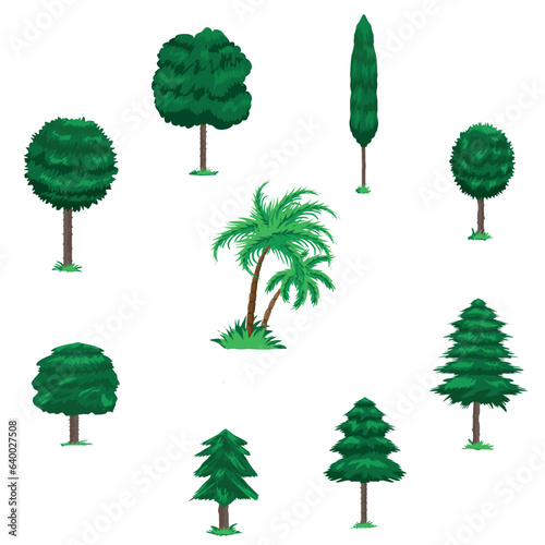 embankment with palme pine and poplar trees