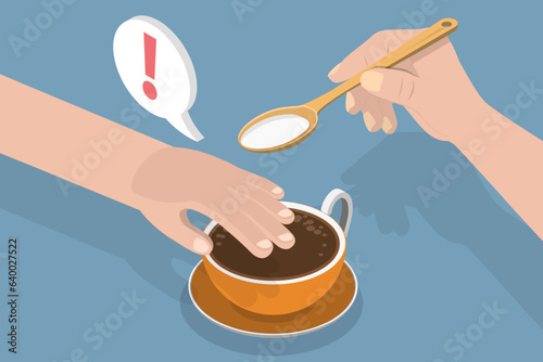 3D Isometric Flat Vector Conceptual Illustration of Sugar Control, Healthy Lifestyle