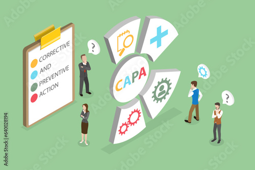 3D Isometric Flat Vector Conceptual Illustration of CAPA , Corrective and Preventive Action