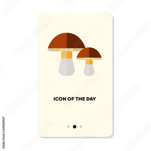 Tasty ingredients flat icon. Course mushroom isolated vector sign. Culinary and cooking concept. Vector illustration symbol elements for web design and apps