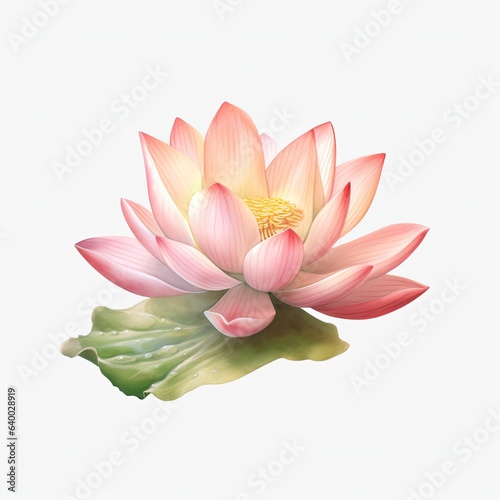 Lotus flower realistic colored watercolor style illustration on a white background.