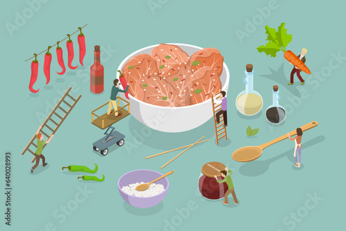 3D Isometric Flat Vector Conceptual Illustration of Kimchi, Korean Traditional Food