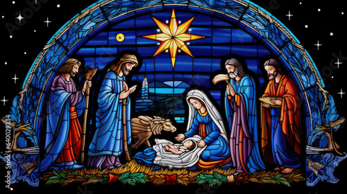 Nativity scene, Christmas mosaic, generative ai
