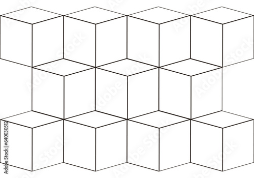 Fototapeta Cubos de trazo negro apilados en fondo blanco