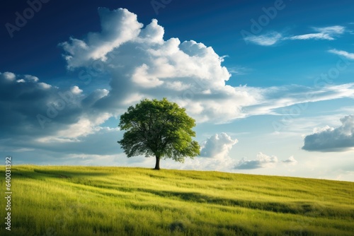 A summer landscape with a single tree as the focal point, Stunning Scenic World Landscape Wallpaper Background