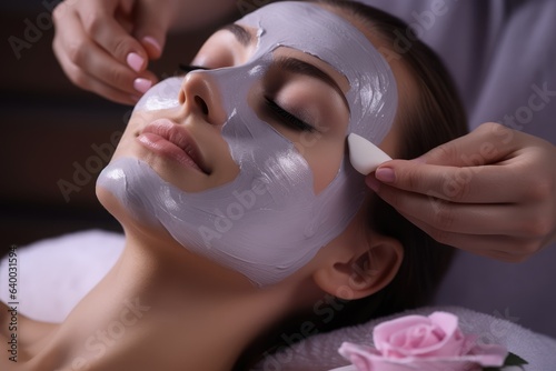 Beauty moisturizing care on a woman have her face treated