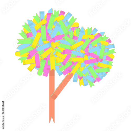 Vector abstract colorful image of a tree collected from paper office stickers of various shapes. EPS