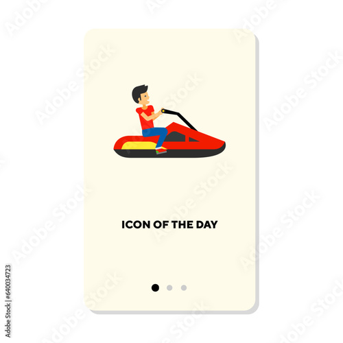 Water racing flat icon. Boat isolated vector sign. Sport and activity concept. Vector illustration symbol elements for web design and apps