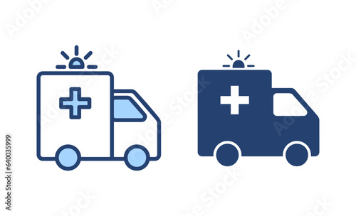 Ambulance icon vector. ambulance truck sign and symbol. ambulance car