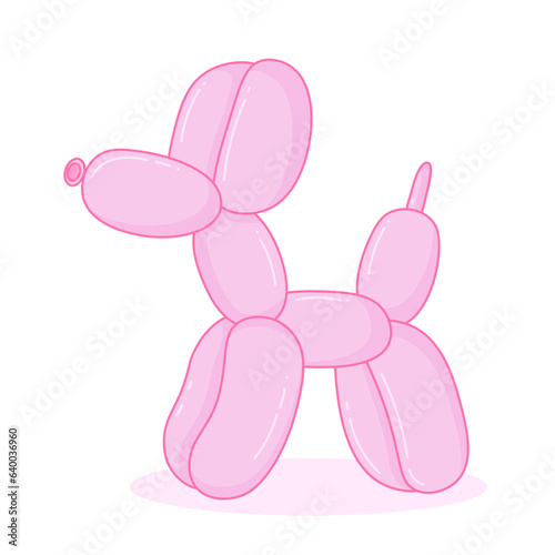 Cute pink balloon dog. Girly cartoon style. Nostalgia Y2K.