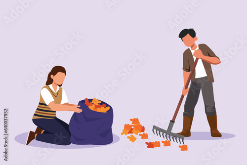 Concept of Neighbors sharing things and helping each other. Colored flat vector illustration isolated. 