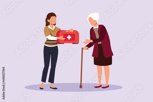 Concept of Neighbors sharing things and helping each other. Colored flat vector illustration isolated. 