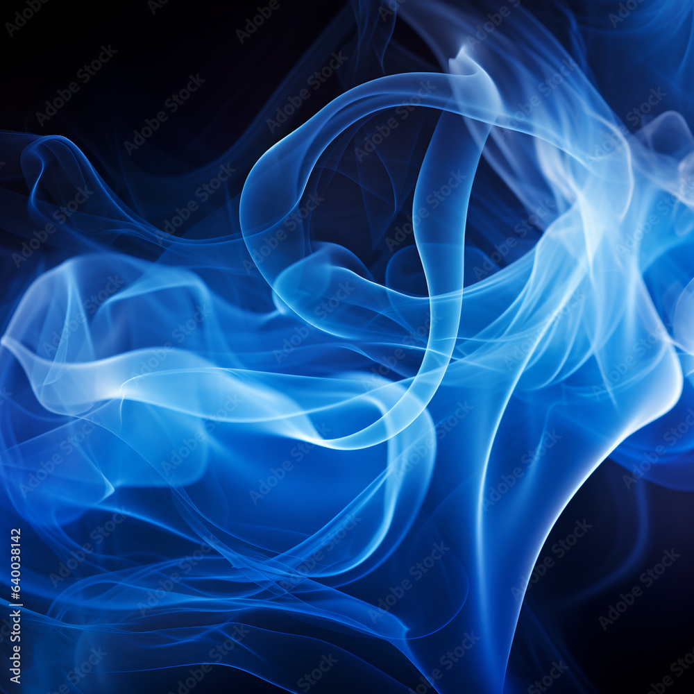 Abstract blue smoke on a black background. Generative AI illustration Abstract blue smoke on a black background. Generative AI illustration