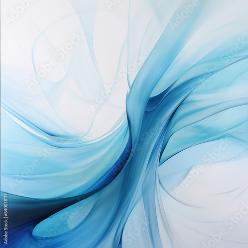 Abstract blue smoke on a white background. Generative AI illustration