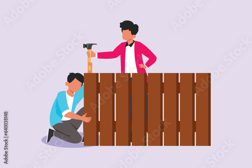 Concept of Neighbors sharing things and helping each other. Colored flat vector illustration isolated. 