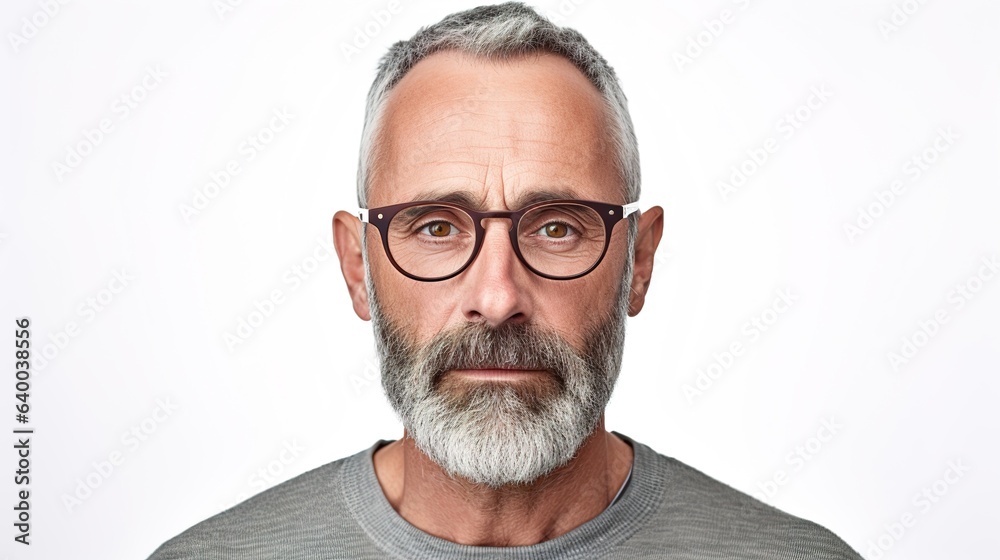 Smiling businessman with glasses and a beard - obrazy, fototapety, plakaty 