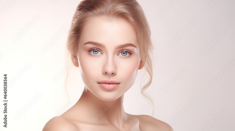 Woman's Portrait with Clean, Fresh Skin and Natural Beauty in Studio Shot
