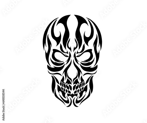 illustration vector graphic of design tribal art tattoo skull head