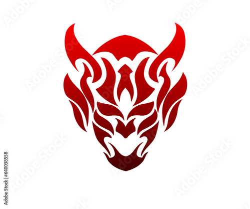 illustration vector graphic of design red devil face abstract tribal style tattoo