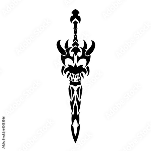illustration vector graphic of devil sword design with tribal tattoo art style