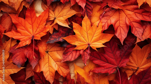 秋の赤と黄色の落ち葉の背景素材
