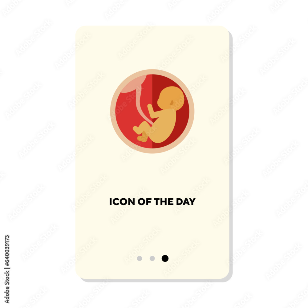 Embryo or fetus growing in womb vector icon. Fertilization and pregnancy process isolated vector illustration. Baby planning, anatomy, reproductive system concept for web design and apps