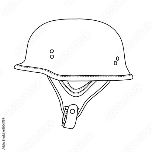 Technical sketch drawing of half face helmet line art model 1, flat sketch, isolated on white background, suitable for your half face helmet, editable color and stroke.