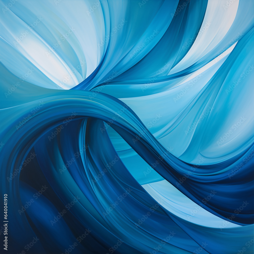 Obraz premium Blue abstract colorful swoosh background with soft smooth elegant waves. Generative AI