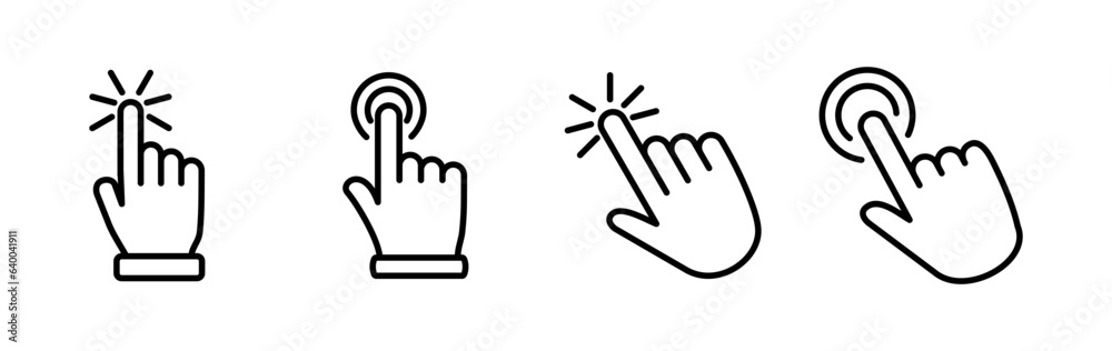 hand click icon vector. clicking finger icon. pointer icon - obrazy, fototapety, plakaty 
