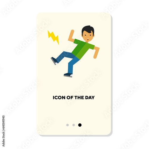 Stumbling person flat icon. Dangerous situation isolated vector sign. Injury and accident concept. Vector illustration symbol elements for web design and apps