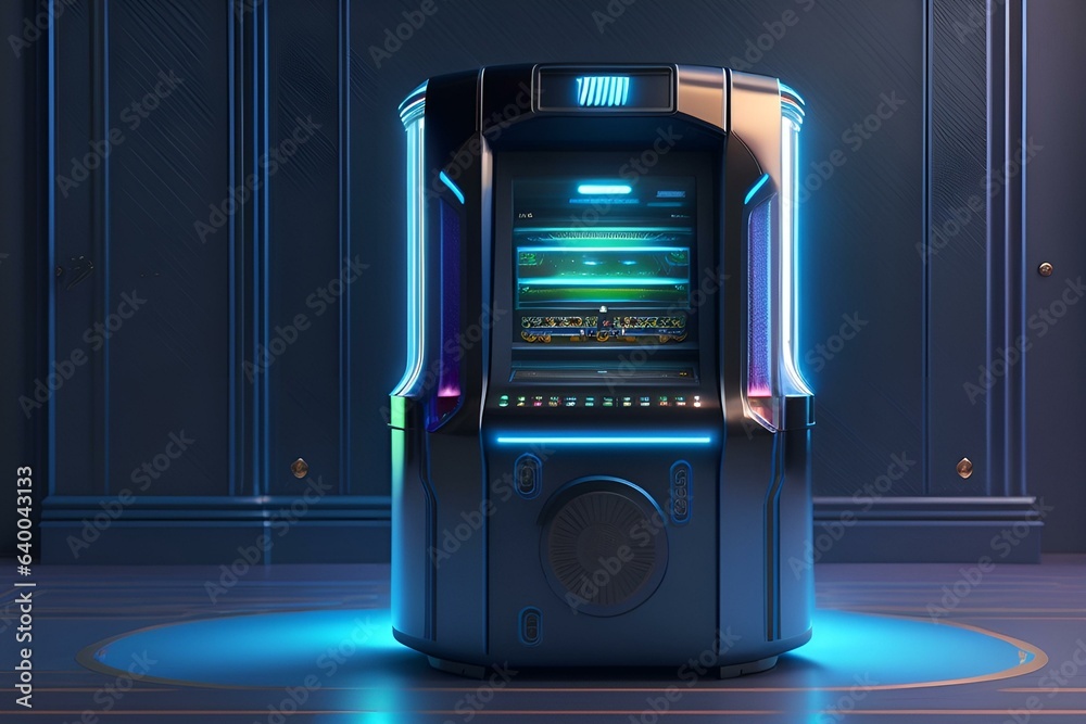 Naklejka premium アーケードゲーム、未来的、ネオンカラー｜arcade game, futuristic, neon colors. Generative AI