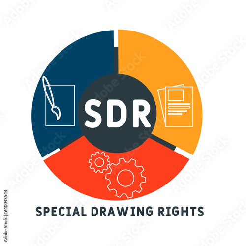 SDR - Special Drawing Rights acronym. business concept background.  vector illustration concept with keywords and icons. lettering illustration with icons for web banner, flyer, landing