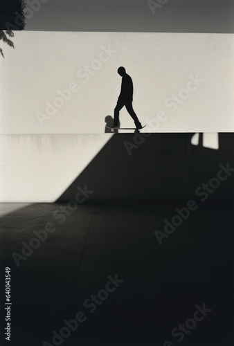 A skateboarder standing on top of a ramp