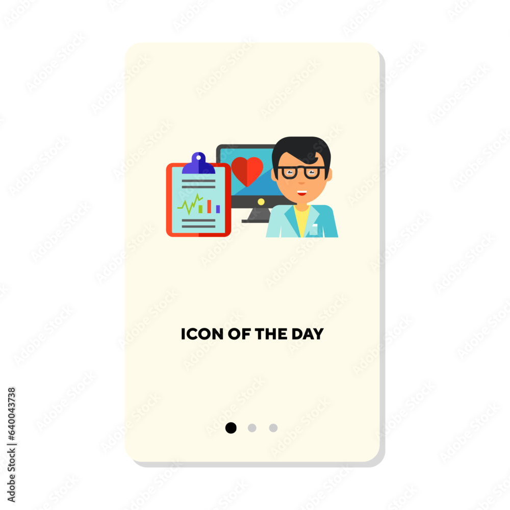Visiting doctor flat vector icon. Study and observation isolated vector sign. Medicine and health concept. Vector illustration symbol elements for web design and apps Visiting doctor flat vector icon. Study and observation isolated vector sign. Medicine and health concept. Vector illustration symbol elements for web design and apps