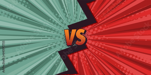 Cartoon comic background. fight. Comic anime competition poster red, grey, color with halftone elements. Retro Pop Art Style. Vector illustration