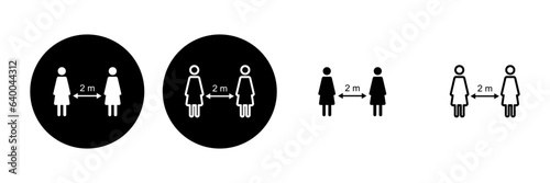Social distancing icon set. social distance icon. self quarantine sign