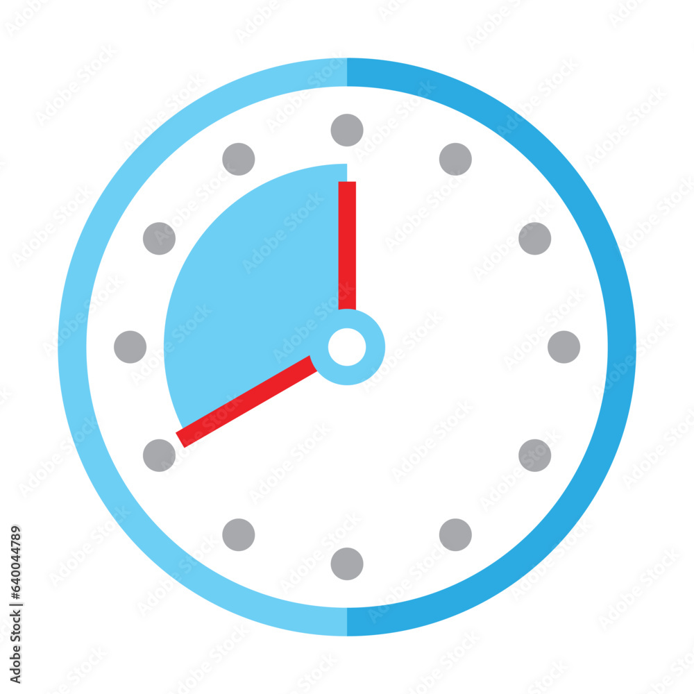 Round wall clock showing time period. Countdown, deadline, time
