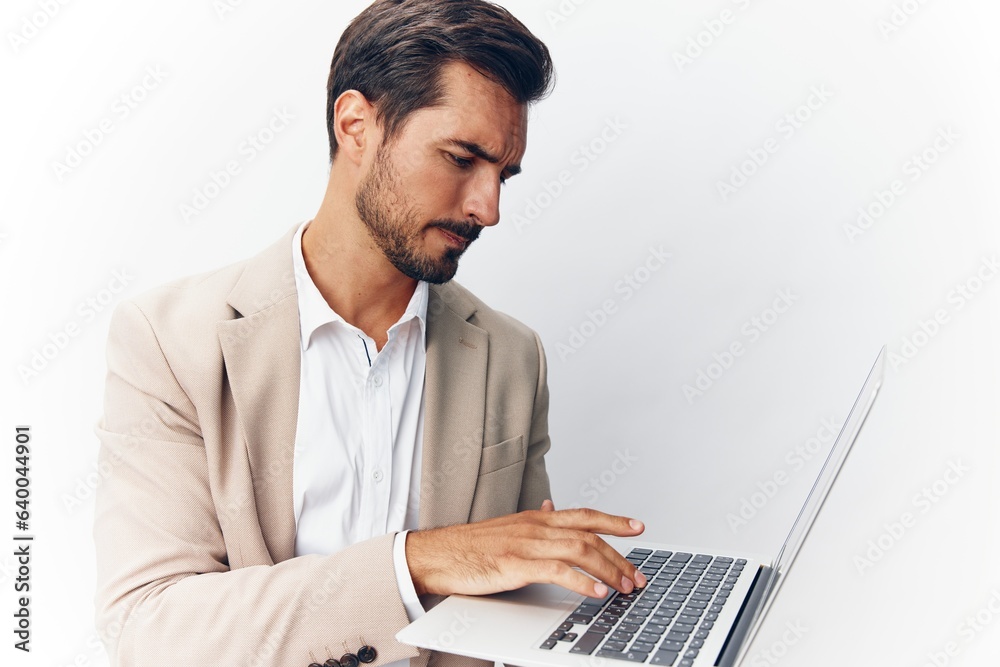 freelancer man business internet laptop job computer suit thoughtful person copyspace